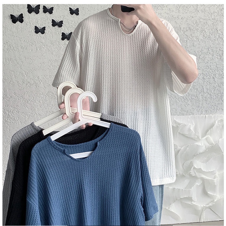 Áo Thun Nam Ngắn Tay Họa Tiết Kẻ Sọc Dáng Rộng Thời Trang Mùa Hè 2022