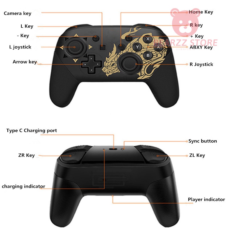Tay cầm chơi game Nintendo Switch pro controller AOLION - Full tính năng WAKE UP, NFC, TURBO,  RUMBLE
