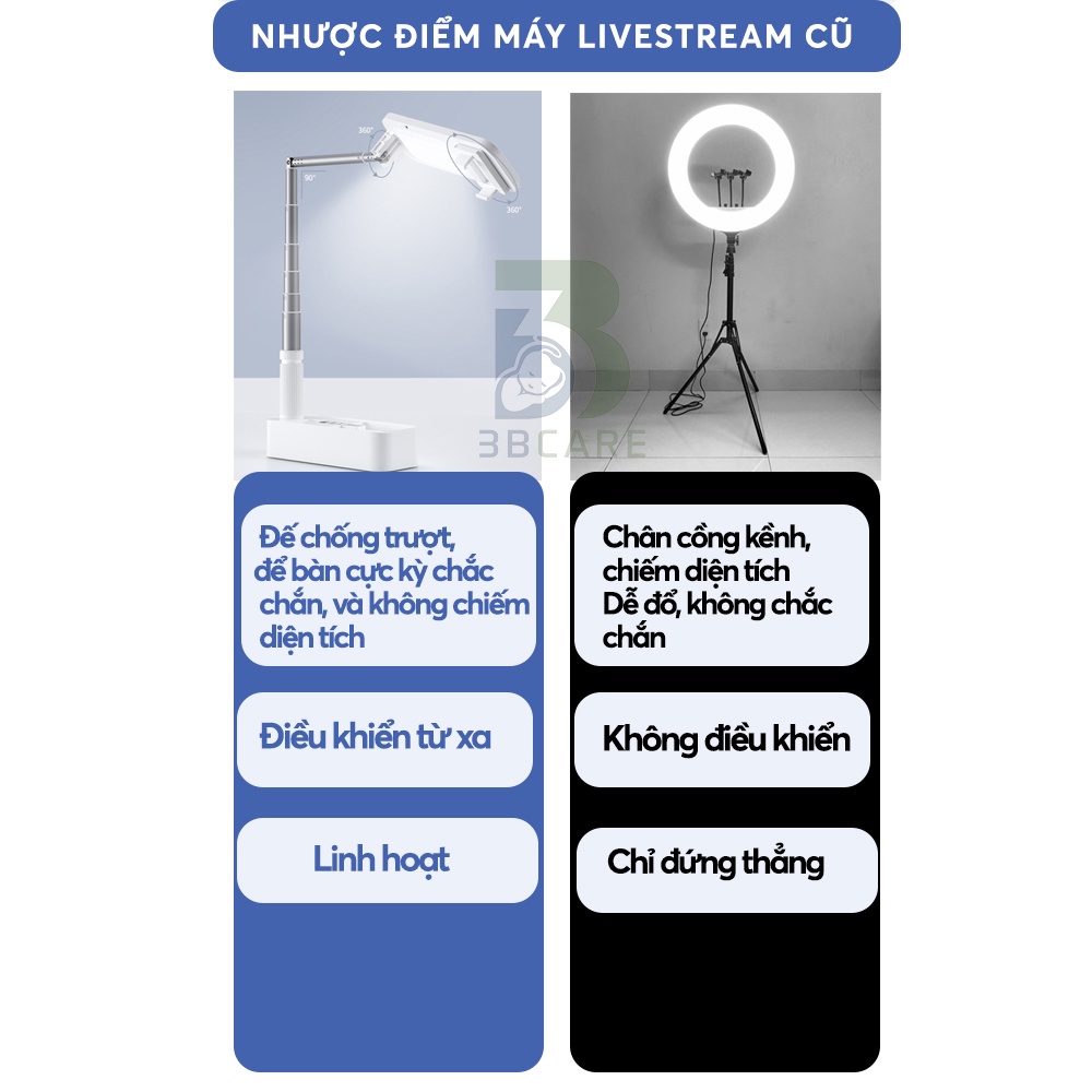 Đèn livestream ACHITA D21 Ánh sáng đa sắc 3 chế độ tạo hiệu ứng da đẹp - Shop 3B Care