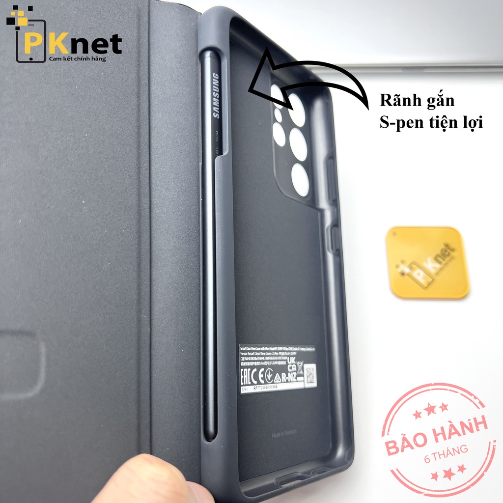 Bao da kèm Spen S21 Ultra Clear View Cover Chính hãng Samsung, bao da kháng khuẩn [Bảo hành 6 tháng lỗi 1 đổi 1]