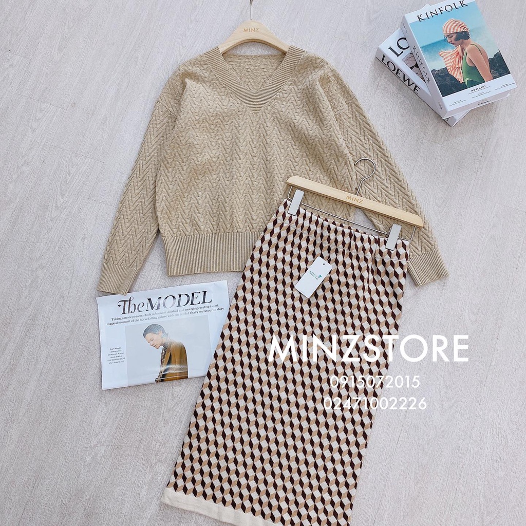 Áo len cổ tim dài tay #1202 (4 màu)