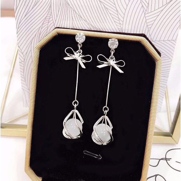 Khuyên Tai Dáng Dài Đính Hạt Tròn To i21