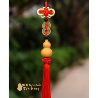 Dây treo ô tô đồng xu hồ lô may mắn hồ lô thật tự nhiên, dây treo cửa phong thủy bình an, hồ lô