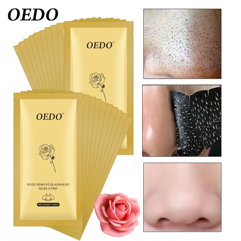 Set 10 miếng dán lột mụn đầu đen OEDO chứa thành phần hoa hồng peptides làm sạch sâu