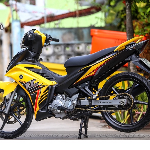Tem Rời Exciter LC 135 Dán Xe Vàng Bụng Đen