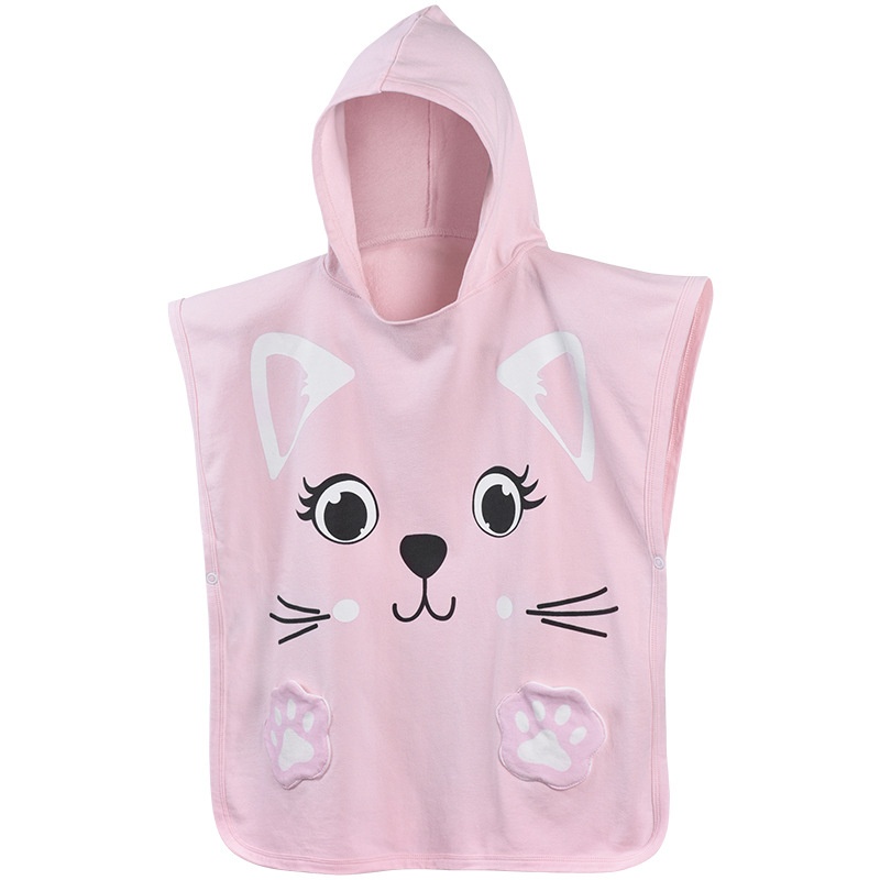 Khăn Choàng Tắm Có Mũ Trùm Chất Liệu Cotton Khô Thoáng Nhanh Cho Bé