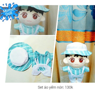 Set áo + yếm + nón cho doll 20cm