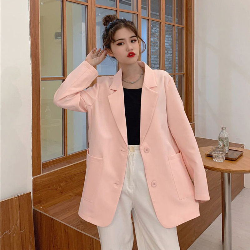 Áo Khoác Blazer Dáng Rộng Kiểu Vintage Hàn Quốc Thời Trang Mùa Thu Cho Nữ