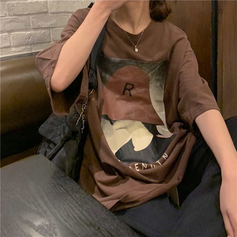 SUXI Áo thun cotton ngắn tay cổ tròn thời trang hè cho nữ