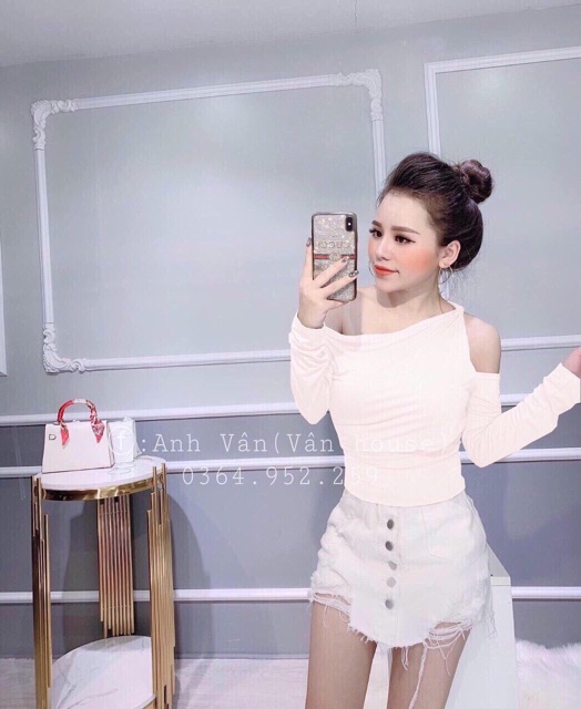 Áo kiểu Tay Dài Xoén Rớt Tay hàng mới về  Y hình