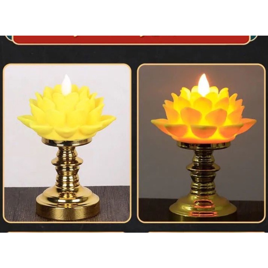 Đèn Thờ Hoa Sen, Hình Bông Hoa Nở, sử dụng pin, kiểu đèn rất đẹp, dùng bàn thờ, thờ phật, bóng led an toàn
