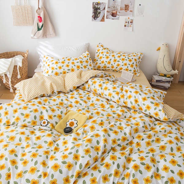 [Hươu] Net mùa xuân và mùa hè bốn bộ drap giường đơn ký túc xá sinh viên trải Quilt Ba 4