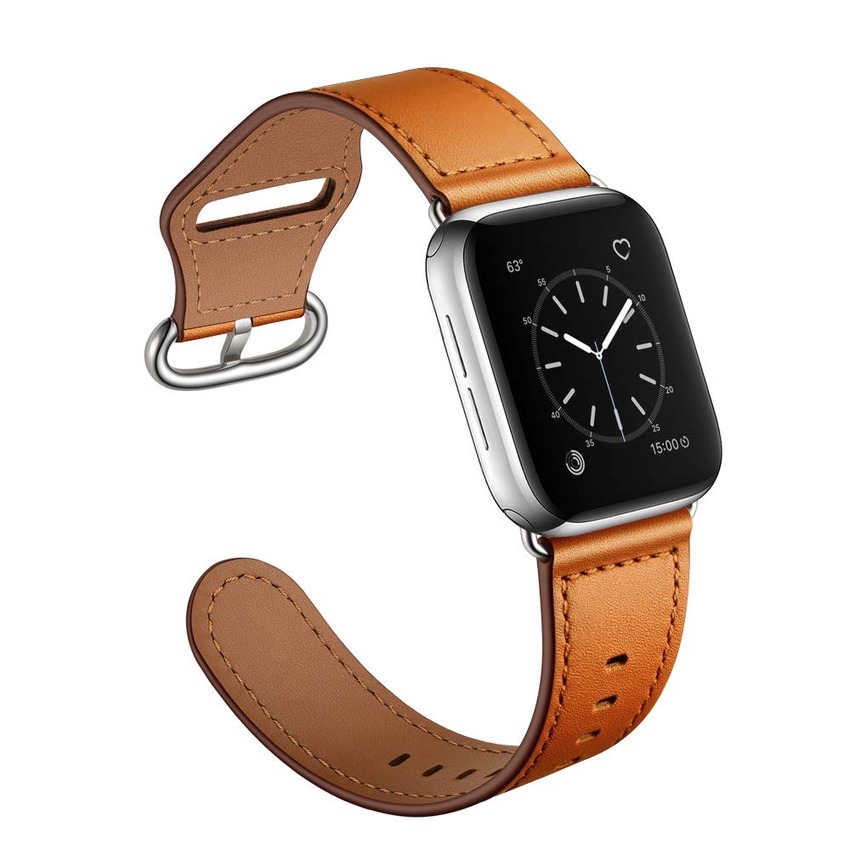 Dây Đeo Bằng Da Sang Trọng Cho Đồng Hồ Thông Minh Apple Watch Series 7 6 SE 5 4 3 2 1 iWatch 45mm 44mm 42mm 41mm 40mm 38mm