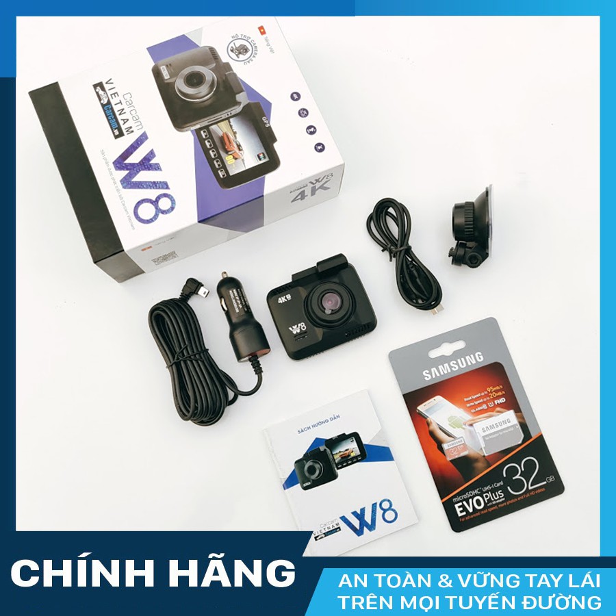 Camera hành trình ô tô W8 Carcam Wifi GPS 4K + thẻ nhớ 32GB class 10 | BigBuy360 - bigbuy360.vn
