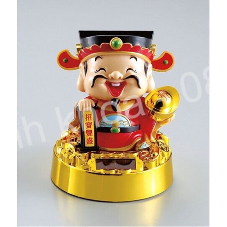 Tượng Ông Thần Tài Vẫy Tay Gật Đầu Mini Năng Lượng Mặt Trời thần tài trong nhà