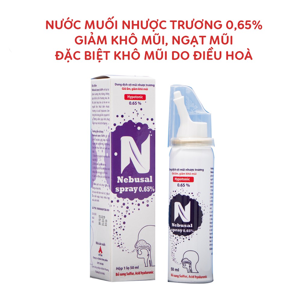 Nebusal Spray - Nước muối sinh lý xịt giảm khô mũi, nghẹt mũi, viêm mũi, sổ mũi cho trẻ từ 3 tháng tuổi và người lớn