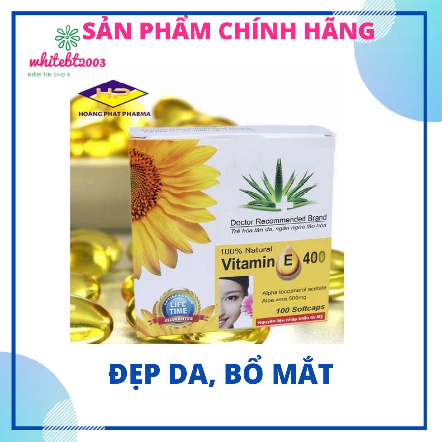 Vitamin E 400 thiên nhiên + Nha Đam đẹp da Hộp 100 viên