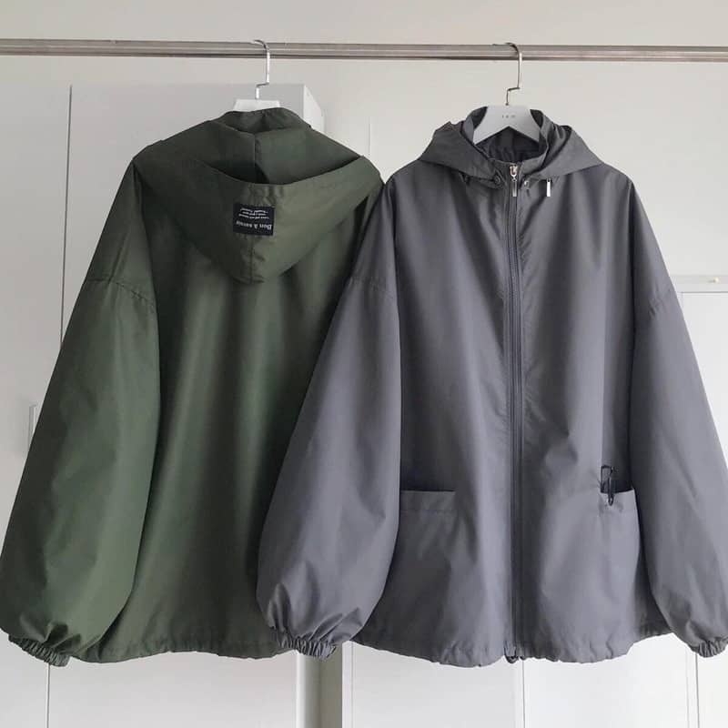 Khoác Dù form rộng unisex TAG LOGO BON (nón tháo rời) màu XANH/RÊU/XÁM ❤️ Nam nữ unisex ❤️ JayStoree2