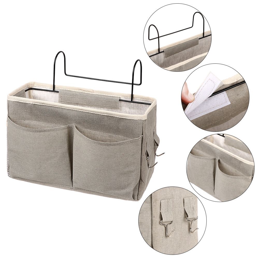 CONOPERY Túi đựng đồ bằng vải canvas có móc treo bên cạnh giường ngủ