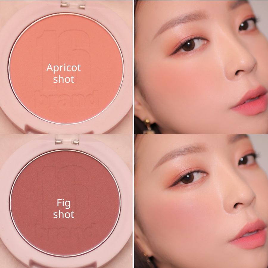 Phấn má hồng dạng nén 16brand Cheek Shot Pact Blusher 6g