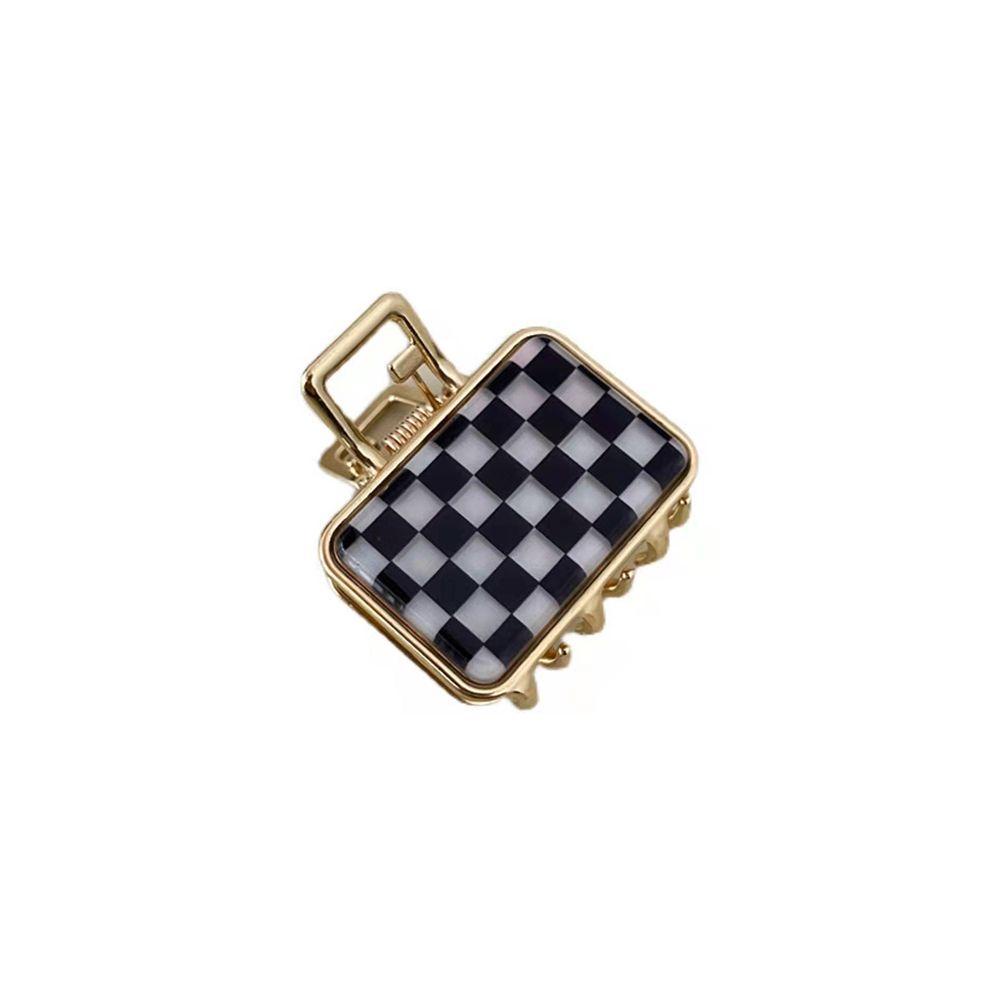 Kẹp Tóc Càng Cua Nhỏ Hình Tròn Họa Tiết Sọc Caro Ngọt Ngào Thời Trang Phong Cách Hàn Quốc