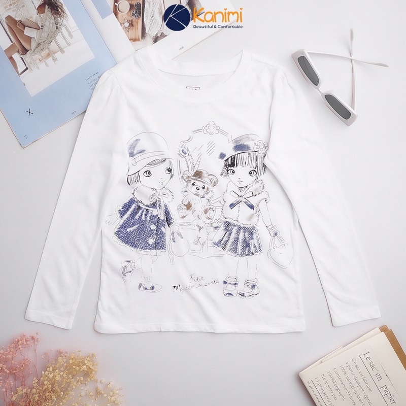 Áo thun dài tay Gap cho bé gái chất cotton 100%