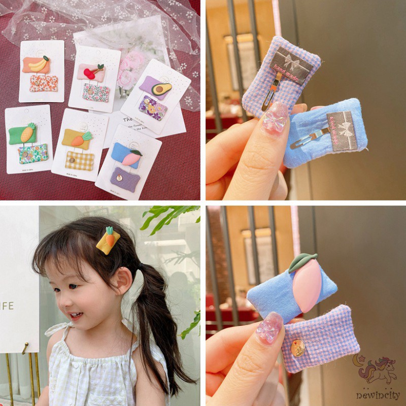 Set Kẹp Tóc Thiết Kế Hình Trái Cây Dễ Thương Dành Cho Nữ