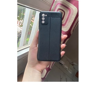 Ốp lưng Samsung Galaxy A03S silicon giả da Auto Focus đen