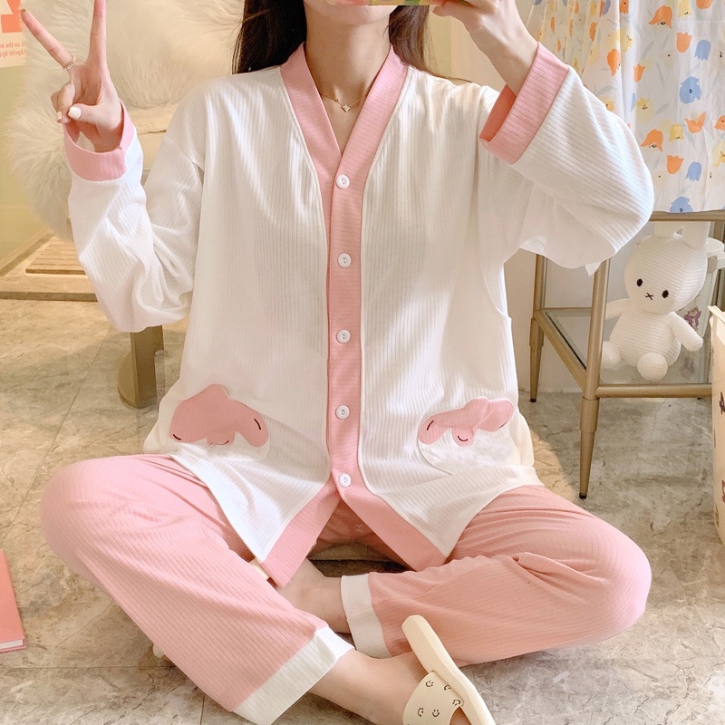 Bộ ngủ nữ , Đồ bộ piyama đẹp thời trang chất đũi xốp mềm mịn thoáng mát mặc ở nhà 4 mùa BNN004