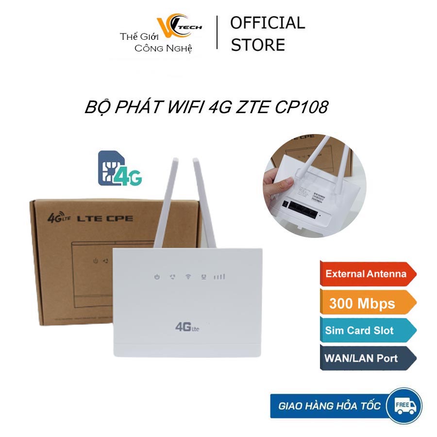 Bộ phát Wifi từ sim 3G/4G LTE 4G CPE – CP108 tốc độ 300Mbps - Hỗ Trợ 32 User-Hàng chính hãng