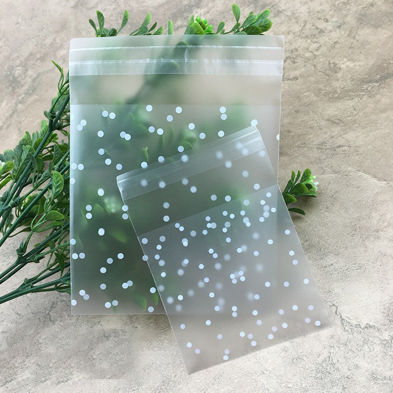 Set 200 Túi Nhựa Họa Tiết Chấm Bi Đựng Bánh Kẹo