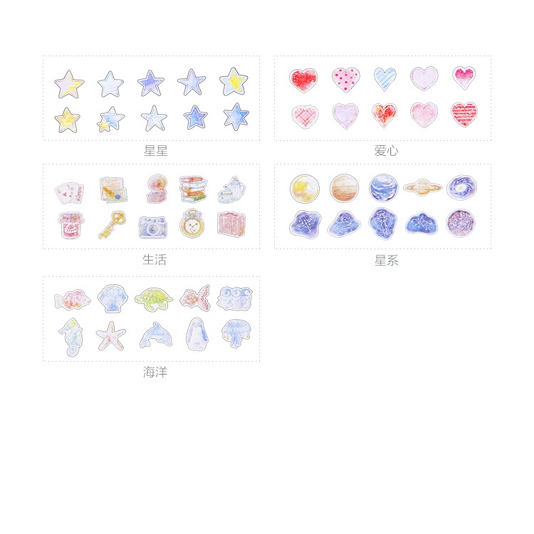 Set 70 miếng sticker họa tiết trang trí dễ thương cho điện thoại laptop, hình dán sticker cute anime