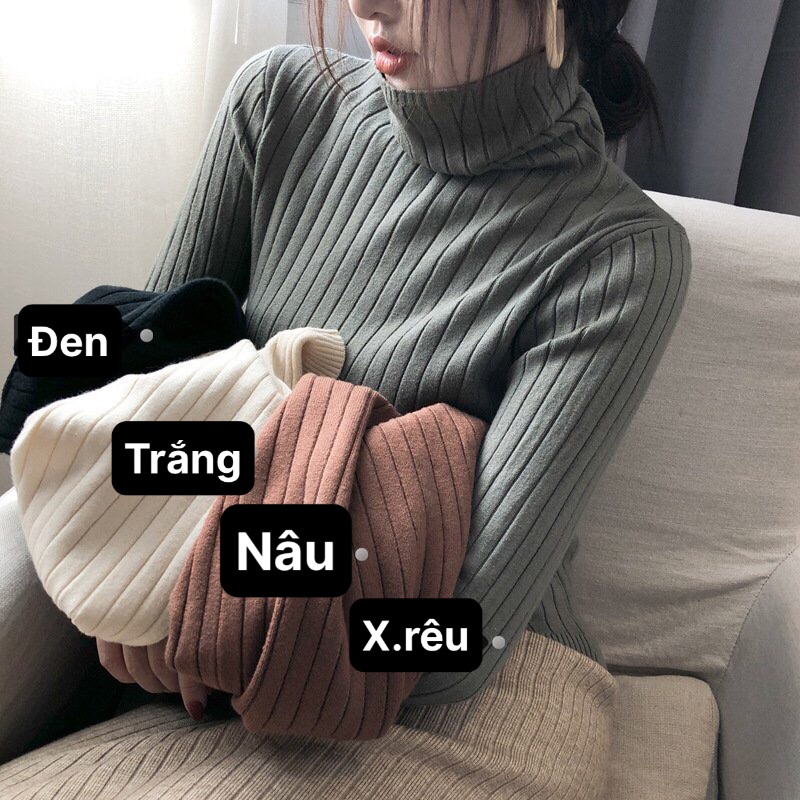 Áo Len Nữ Cổ Cao Dệt Kim Tay Dài Màu Trơn Dày Dặn Hàng Quảng Châu Cao Cấp Xiaozhainv vn K5F6