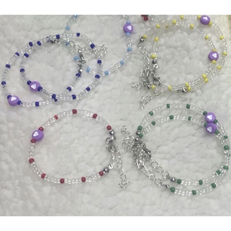 Vòng tay/ vòng chân sợi co giãn hình trái tim