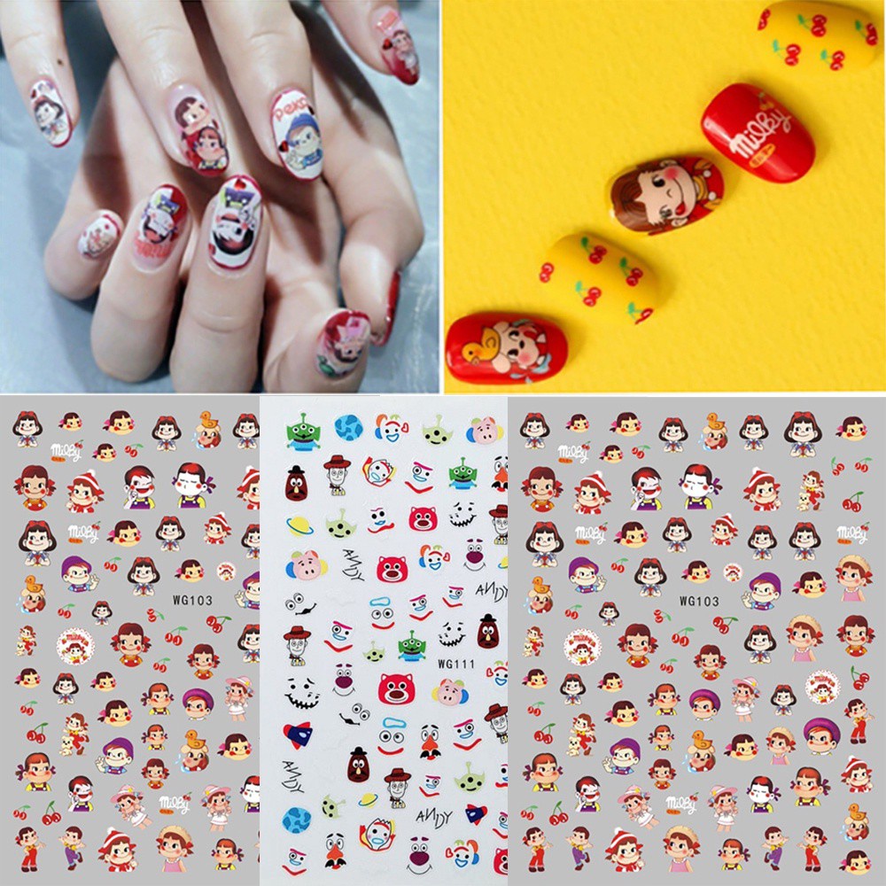 [Hàng mới về] Miếng Dán Họa Tiết Hoạt Hình 3D Trang Trí Móng Tay DIY