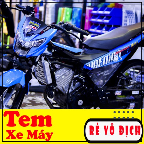 Tem Trùm Xe Satria/ Raider Doremon   Xanh Trắng Thể thao