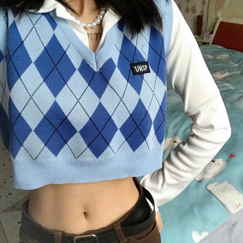 (có sẵn) Áo gile (ghi lê) len cổ chữ V vạt chéo 1 cúc nữ kẻ lượn sóng phong cách hàn quốc - tiemmaimeo1987 | BigBuy360 - bigbuy360.vn