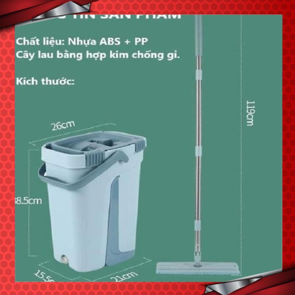 Cây lau nhà tự vắt 2 trong 1 kèm thùng 2 bông lau -giao màu ngâu nhiên DV001