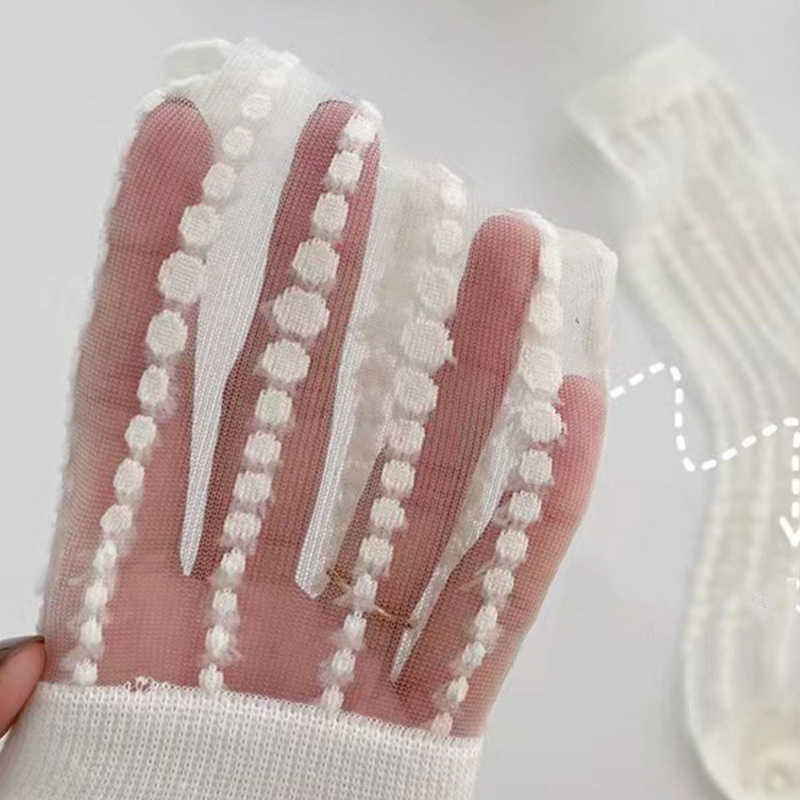 1 Đôi Tất Mỏng Trong Suốt Họa Tiết Chấm Bi Trắng Đen Phong Cách Lolita Thời Trang Mùa Hè Cho Nữ