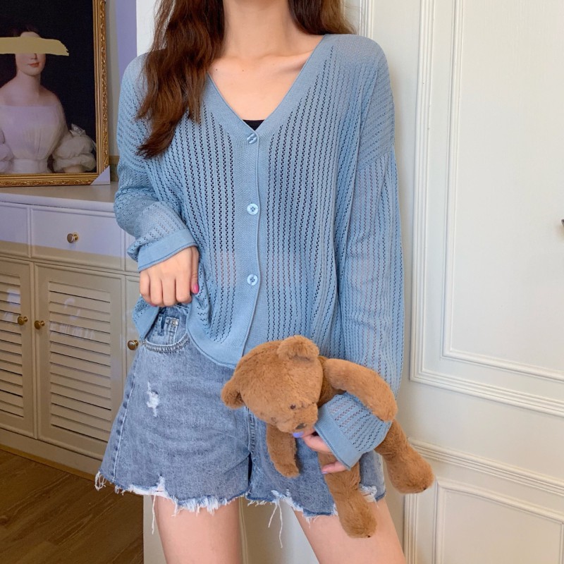 Áo Dệt Kim Tay Dài Cổ Chữ V Thời Trang Mùa Thu Hàn Quốc Cho Nữ | BigBuy360 - bigbuy360.vn