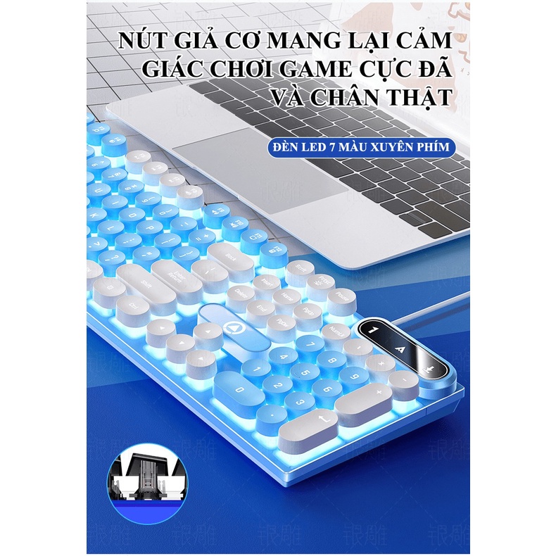 Bàn phím YINDIAO K600 giả cơ nút tròn nhiều màu sắc và có đèn led xuyên phím chuyên game - NK