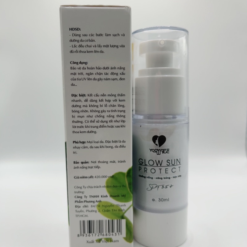 Kem chống nắng cao cấp Yody White Phương Anh, kem chống nắng dành cho da nhạy cảm sau tái tạo SPF 35+ 30ml
