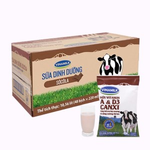 Thùng 48 Bịch Sữa Dinh Dưỡng Sôcôla VNM F220Ml