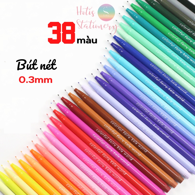 [HOTIS] Bút màu, bút line 38 màu ngòi 0.3mm Colorful Fairy Tale World