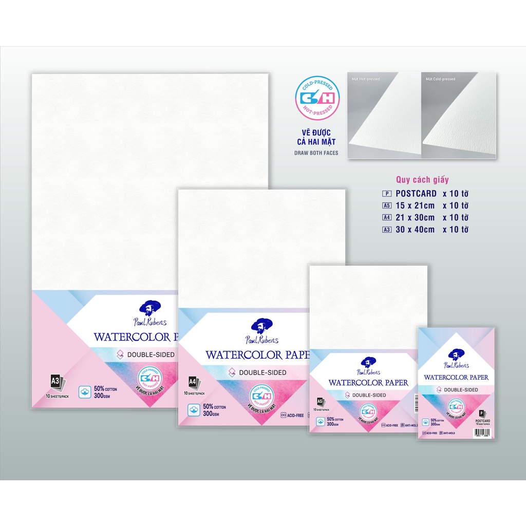 - Giấy vẽ màu Nước PAUL RUBENS 50% cotton 300gsm