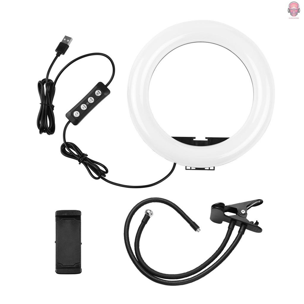 AUDI   Andoer 8 Inch Two in One LED Ring Light with Metal Hose Support and Phone Holder LED Fill-in Lighting USB Line Control for Live Stream Makeup Selfie Recording Lighting Compatible with  Android Smartphones