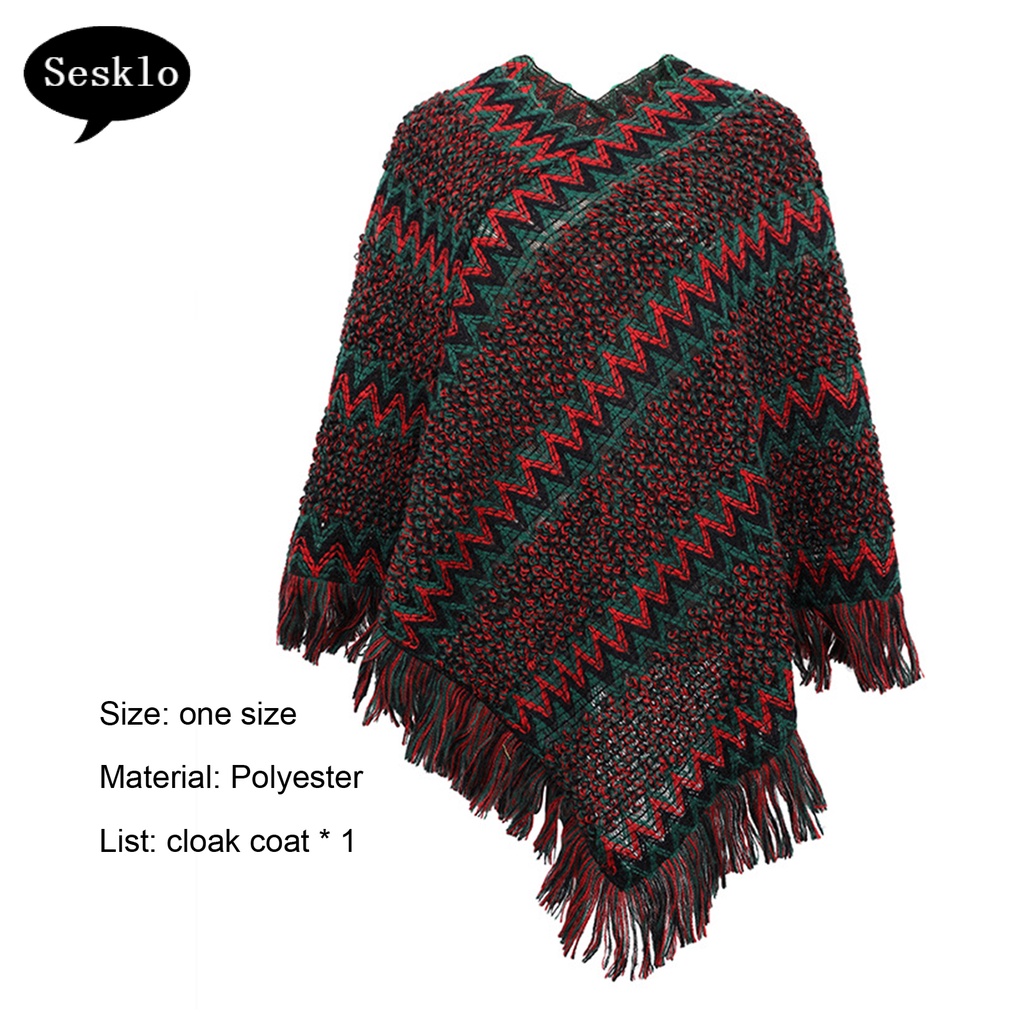 [SK] Áo choàng poncho dáng rộng viền cách điệu giữ ấm cho nữ hàng ngày
 | BigBuy360 - bigbuy360.vn