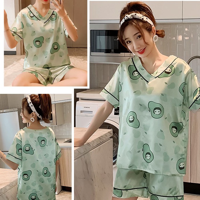 Bộ Đồ Ngủ Nữ Quần Áo Mùa Hè Lụa Tay Cộc Quần Dài Mặc Ở Nhà Dáng Hàn Quốc Sexy Xinh BĐN20 | BigBuy360 - bigbuy360.vn