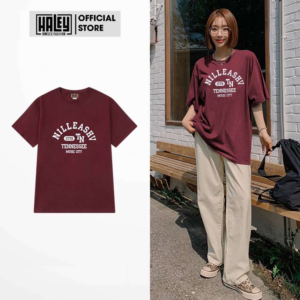 Áo Thun Unisex Tay Lỡ TN158 Form Rộng Nam Nữ NILLEASHV HALEY phong cách Hàn Quốc Basic vải cotton 100%