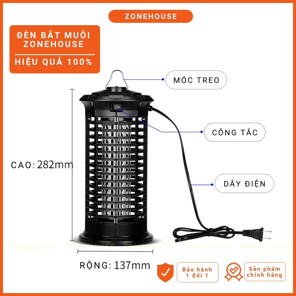 [GIÁSỈ] Đèn Bắt Muỗi - Máy bắt muỗi thông minh, cam kết hiệu quả - Đèn LED Công Suất Cao Ánh Sáng Tím Nano - ZONESHOP